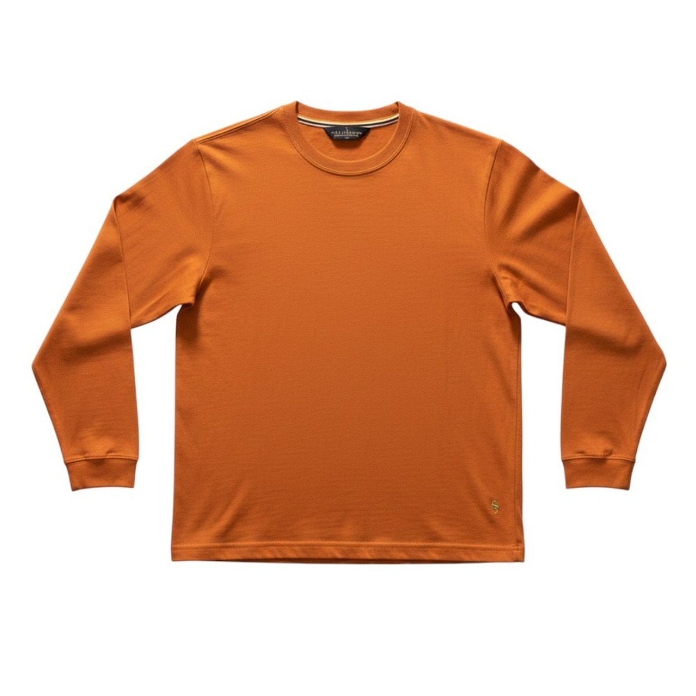 Tailorbyrd Shirt Pima Cotton Long Sleeve Crew Neck Regular Orange Preppy Men M